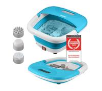TZS First Austria - Foldable Foot spa Foot Massager 450W with 3 attachments & 8 Massage Rollers - Foot Bath with Vibration & air Bubble Massage, Infrared & Heating Function - Electric Foot Bath
