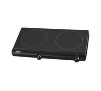 TZS First Austria - Infrared Hot Plate Double Glass Ceramic Stove Plate ALL Pot Types 2500W - Portable Hob Electric Cooktop for Camping, Dorm & Apartment - Stepless Adjustment & Indicator Light