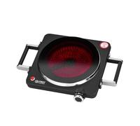 TZS First Austria - Infrared Hot Plate with handles Single Glass Ceramic Stove Plate ALL Pot Types 1500W - Portable Hob Electric Cooktop for Camping & Apartment - Stepless Adjustment & Indicator Light