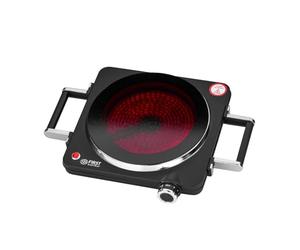 TZS First Austria - Infrared Hot Plate with handles Single Glass Ceramic Stove Plate ALL Pot Types 1500W - Portable Hob Electric Cooktop for Camping & Apartment - Stepless Adjustment & Indicator Light