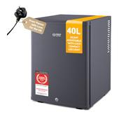 TZS First Austria - Mini fridge 40L silent & lockable - Small Minifridge, with reversible door hinge & interior lighting - Low noise Minibar for camping, office, bedroom & hotel - Anthracite