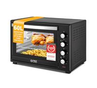 TZS First Austria - Mini Oven 60L 2000W - Small Pizza-Oven temperature control up to 230°C & 6 modes - Baking-Oven with 60 min. timer, 4 rack levels, baking tray, grill rack & rotisserie skewer