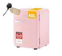 TZS First Austria - Retro Mini Fridge 40L - Silent Operation - Vintage Minibar for Bedrooms & Offices - Pink