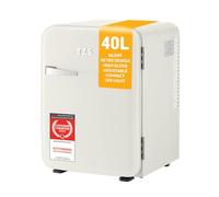 TZS First Austria - Retro Mini Fridge 40L Silent - Small mini fridge in vintage design with interior lighting & 2 door compartments - Minibar for camping, office, bedroom & hotel - cream