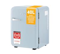 TZS First Austria - Retro Mini Fridge 40L Silent - Small mini fridge in vintage design with interior lighting & 2 door compartments - Minibar for camping, office, bedroom & hotel - lightblue
