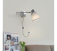 TZSMUM E27 Wall Light with Switch Plug Retro Wall Lamp Indoor 360° Rotatable Reading Wall Sconce Creative White Design Iron (Bulb not Included) Bedroom Bedside Living Room (E)
