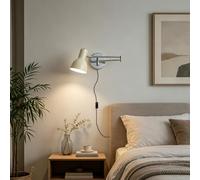 TZSMUM E27 Wall Light with Switch Plug Retro Wall Lamp Indoor 360° Rotatable Reading Wall Sconce Creative White Design Iron (Bulb not Included) Bedroom Bedside Living Room (D)