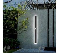TZSMUM Exterior Wall Sconce Modern LED Wall Light with Motion Sensor Garden Wall Lamp Outdoor Long Black Outside Lighting Balcony Indoor Living Room Bathroom Front Door Bedroom (White Light,60CM)
