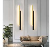 TZSMUM Indoor Dimmable Wall Light with Remote Control LED Interior Aluminium Wall Lamp Modern Black Gold Wall Sconce Bedroom Living Room Lighting Fixtures (120CM,Warm Light)