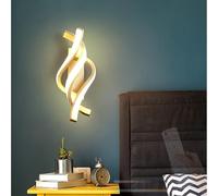 TZSMUM Indoor LED Linear Wall Light with Remote Control Wall Sconce 2700K-6500K Dimmable Wall Lamp Spiral Design Acrylic Creative Modern Decoration for Bedroom Living Room (Gold)