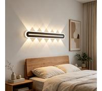 TZSMUM Indoor Modern Wall Light LED Long Linear Design Wall Lamp Iron Acrylic Wall Geometric Sconce Black Minimalist Decorative 3000K/4000K/6000K for Bedroom Hallway Living Room (120cm,Neutral Light)