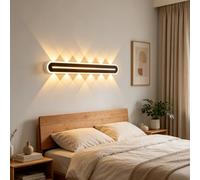 TZSMUM Indoor Modern Wall Light LED Long Linear Design Wall Lamp Iron Acrylic Wall Geometric Sconce Black Minimalist Decorative 3000K/4000K/6000K for Bedroom Hallway Living Room (60cm,Warm Light)