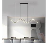 TZSMUM Interior LED Modern Chandelier with Remote Control Pendant Light 2700K-6500K Dimmable Chandeliers Creative Long Linear Design Aluminium for Dining Room Kitchen Bedroom (90cm,Black)