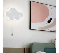 TZSMUM LED Indoor Wall Sconce Creative Clouds Design Wall Lighting Modern with Pull Cord Switch Wall Light Iron Acrylic Bedside Decoration for Children's Room Bedroom Living Room (White Light,White)