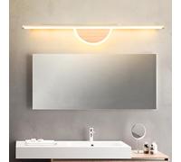 TZSMUM LED Mirror Front Wall Light Minimalist Linear Long Wall Lighting Modern Interior Iron Wall Sconce Bathroom Decorative (Not Solid Wood) for Living Room Bedroom Corridor (60cm,Shallow Wood Warm)