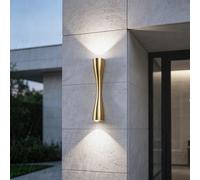 TZSMUM LED Wall Lamps Outdoor Up Down Lighting Wall Sconces IP65 Waterproof Modern Unique Design Wall Lamps Aluminum Fixture Indoor/Outside Entryway Balconie Garden Hallways (Golden White Light,16cm)