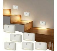 TZSMUM LED Wall Lights with Motion Sensor Indoor Wall Lamps Rechargeable Battery Operated Wall Sconces Wireless Magnetic Stair Lights for Living Room Bedroom Hallway Kitchen (White Warm Light,6 Pack)