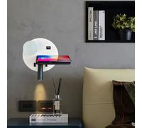 TZSMUM LED Wall Sconce with Double Switch USB Port Wall Lighting Wireless Charging 180° Rotatable Wall Light Indoor Modern Iron Acrylic Creative Design for Bedroom Bedside Reading (Right,Warm Light)