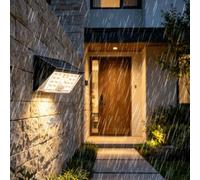 TZSMUM Outdoor Solar Wall Light with 120° Motion Sensor Wall Lamp IP65 Waterproof LED Modern Black Wall Sconce Minimalist Rectangular Design for Villa Courtyard Corridor (Warm Light)