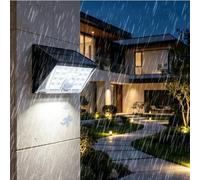 TZSMUM Outdoor Solar Wall Light with 120° Motion Sensor Wall Lamp IP65 Waterproof LED Modern Black Wall Sconce Minimalist Rectangular Design for Villa Courtyard Corridor (White Light)