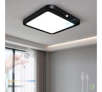 TZSMUM Rechargeable LED Ceiling Light with Motion Sensor Ceiling Lamp Dimmable with Remote Control Ceiling Lights Battery Operated Magnetic for Stairs Garage Hallway (Black,21.5cm)
