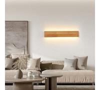 TZSMUM Wood LED Wall Light Up Down Design Wall Lamp Indoor Mirror Front Wall Sconce Modern Style Decorative Wall Lighting Acrylic for Bedroom Living Room Hallway (Light Wood-Warm Light,45cm)