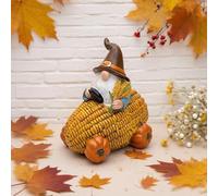 TZSSP Autumn Resin Gnome Corn Car with Happy Fall Thanksgiving Pumpkin Table Decorations for Harvest Festivals & Parties