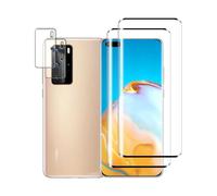 Tzstz 2 + 2 Pieces Tempered Glass Screen Protector for Huawei P40 Pro, 3D Full Screen Cover, 9H Hardness, Anti-Scratch, Huawei P40 Pro Screen Protector