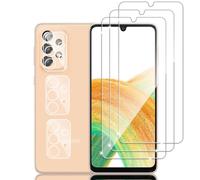 Tzstz 3 + 3 Pieces Tempered Glass Screen Protector for Samsung Galaxy A33, 9H Hardness, Bubble-Free, Anti-Scratch, HD Screen Protector Film