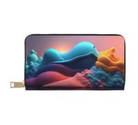 TZTTZT Abstract Colorful Dreamscape Print Wallet Women, Leather Bifold Multi Card Wallet, Long Purse Women's Wallets