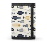 TZTTZT Abstract Dot Fish Print Wallet for Men, 8 Credit Card Holder Slim Minimalist Front Pocket Small Mens Bifold Wallets