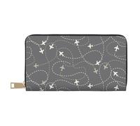 TZTTZT Airplane Routes Around The World Wallet Women, Leather Bifold Multi Card Wallet, Women's Wallets Long Purse