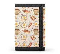 TZTTZT Bacon Coffee Egg Print Wallet for Men, 8 Credit Card Holder Slim Minimalist Front Pocket Small Mens Bifold Wallets
