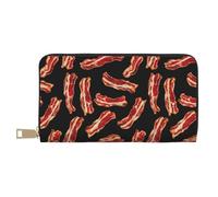 TZTTZT Bacon Pattern Print Wallet Women, Leather Bifold Multi Card Wallet, Long Purse Women's Wallets