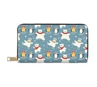 TZTTZT Bear Penguin Snowflakes Print Wallet Women, Leather Bifold Multi Card Wallet, Long Purse Women's Wallets