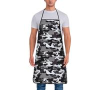 TZTTZT Black Grey White Camouflage Aprons for Women Men, Chef Apron for Kitchen Cooking Grill Baking Gardening Artist