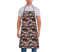 TZTTZT Black Wave Koi Print Aprons for Women Men - Chef Apron for Kitchen Cooking Baking Grill Gardening Artist