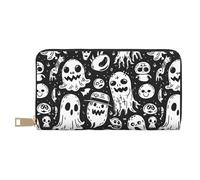 TZTTZT Black White Spooky Ghosts Wallet Women, Leather Bifold Multi Card Wallet, Women's Wallets Long Purse