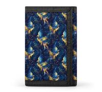 TZTTZT Blue And Gold Phoenix Print Wallet for Men, Small Men's Bifold Wallet, 8 Credit Card Holder Slim Minimalist Front Pocket