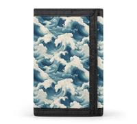 TZTTZT Blue Waves A Print Wallet for Men, 8 Credit Card Holder Slim Minimalist Front Pocket Small Mens Bifold Wallets