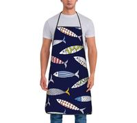 TZTTZT Boho style fish Aprons for Women Men, Chef Apron for Kitchen Cooking Grill Baking Gardening Artist