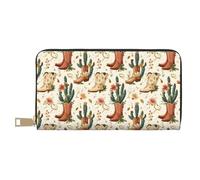 TZTTZT Cactus Cowboy Boots A Print Wallet Women, Leather Bifold Multi Card Wallet, Long Purse Women's Wallets