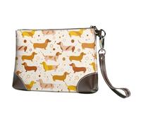 TZTTZT Cartoon Cute Sausage Dog Print Wristlet Clutch Purse for Women, Leather Wristlet Wallet Purses and Handbags
