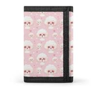 TZTTZT Cartoon Kawaii Poodle Print Wallet for Men, 8 Credit Card Holder Slim Minimalist Front Pocket Small Mens Bifold Wallets