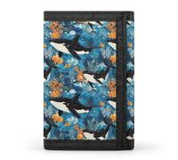 TZTTZT Cartoon Underwater Killer Whale Print Wallet for Men, Small Men's Bifold Wallet, 8 Credit Card Holder Slim Minimalist Front Pocket