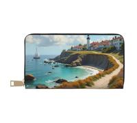 TZTTZT Classic Blue Lighthouse Print Wallet Women, Leather Bifold Multi Card Wallet, Long Purse Women's Wallets