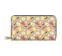 TZTTZT Coffee Bacon Eggs Toast Wallet Women, Leather Bifold Multi Card Wallet, Women's Wallets Long Purse