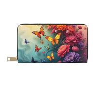 TZTTZT Colorful Butterfly Garden-A Print Wallet Women, Leather Bifold Multi Card Wallet, Long Purse Women's Wallets