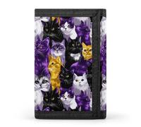 TZTTZT Colorful Cartoon Cat Face Print Wallet for Men, Small Men's Bifold Wallet, 8 Credit Card Holder Slim Minimalist Front Pocket