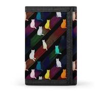 TZTTZT Colorful Cat Silhouette Print Wallet for Men, Small Men's Bifold Wallet, 8 Credit Card Holder Slim Minimalist Front Pocket